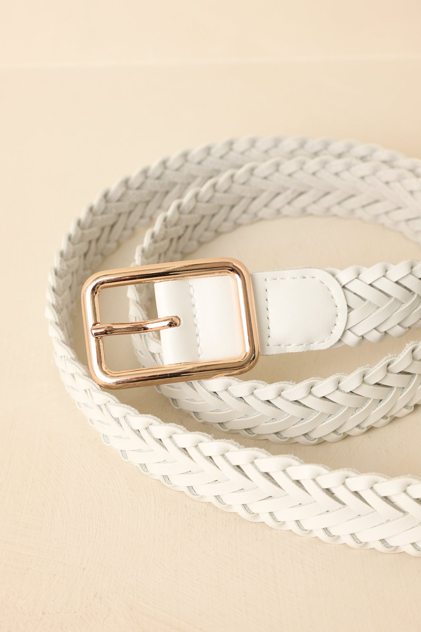 Let's Get Going White Braided Belt