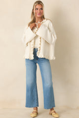 Prosperina Sabrina Ivory Ruffle Cardigan