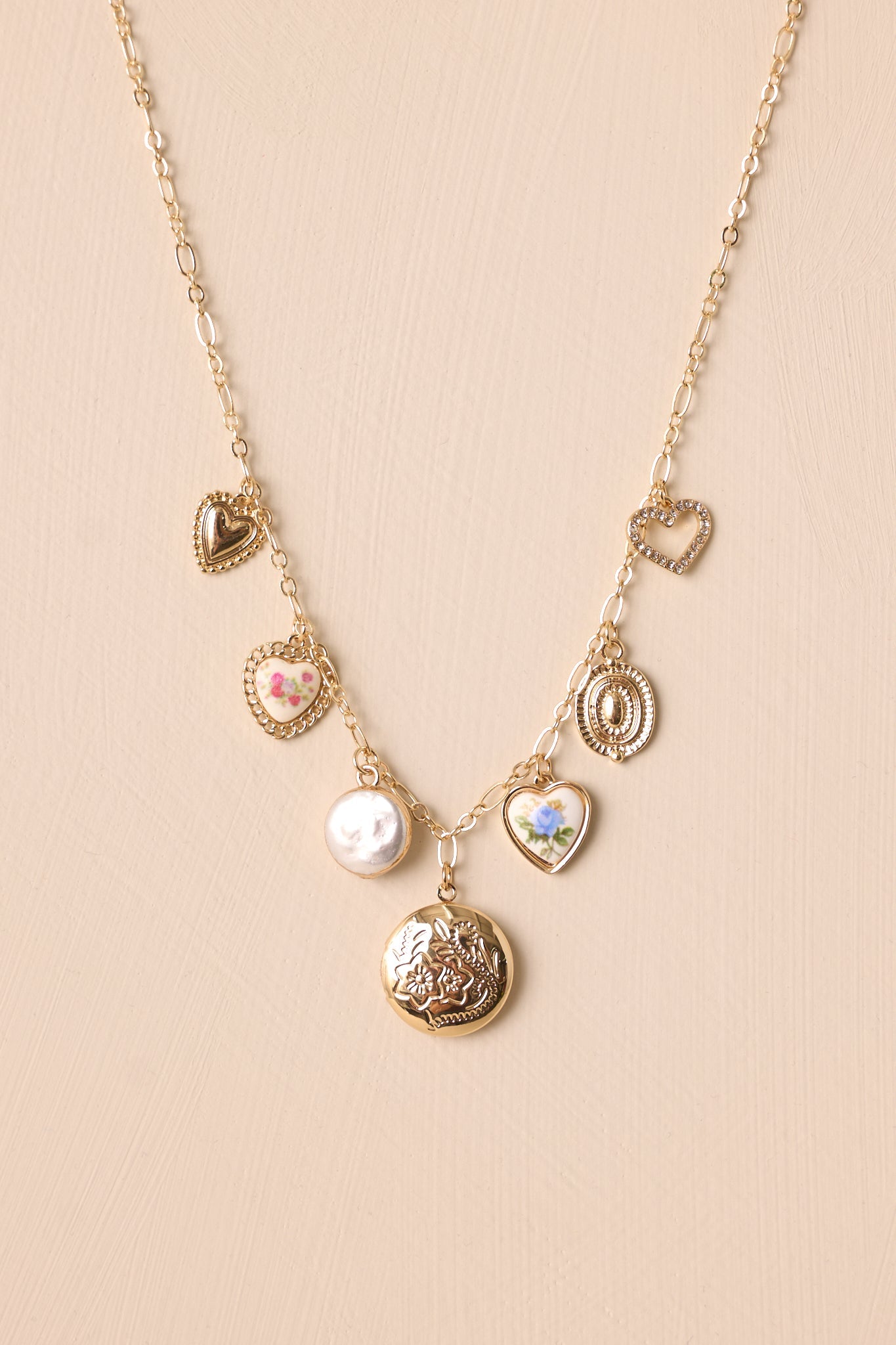 So In Love Gold Multi Charm Necklace