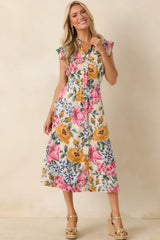 Sweet Garden Melody Ivory Multi Floral Midi Dress
