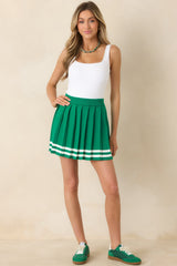 Ready For What's Next Green Pleated Mini Skirt