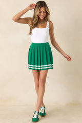 Ready For What's Next Green Pleated Mini Skirt