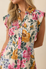 Sweet Garden Melody Ivory Multi Floral Midi Dress