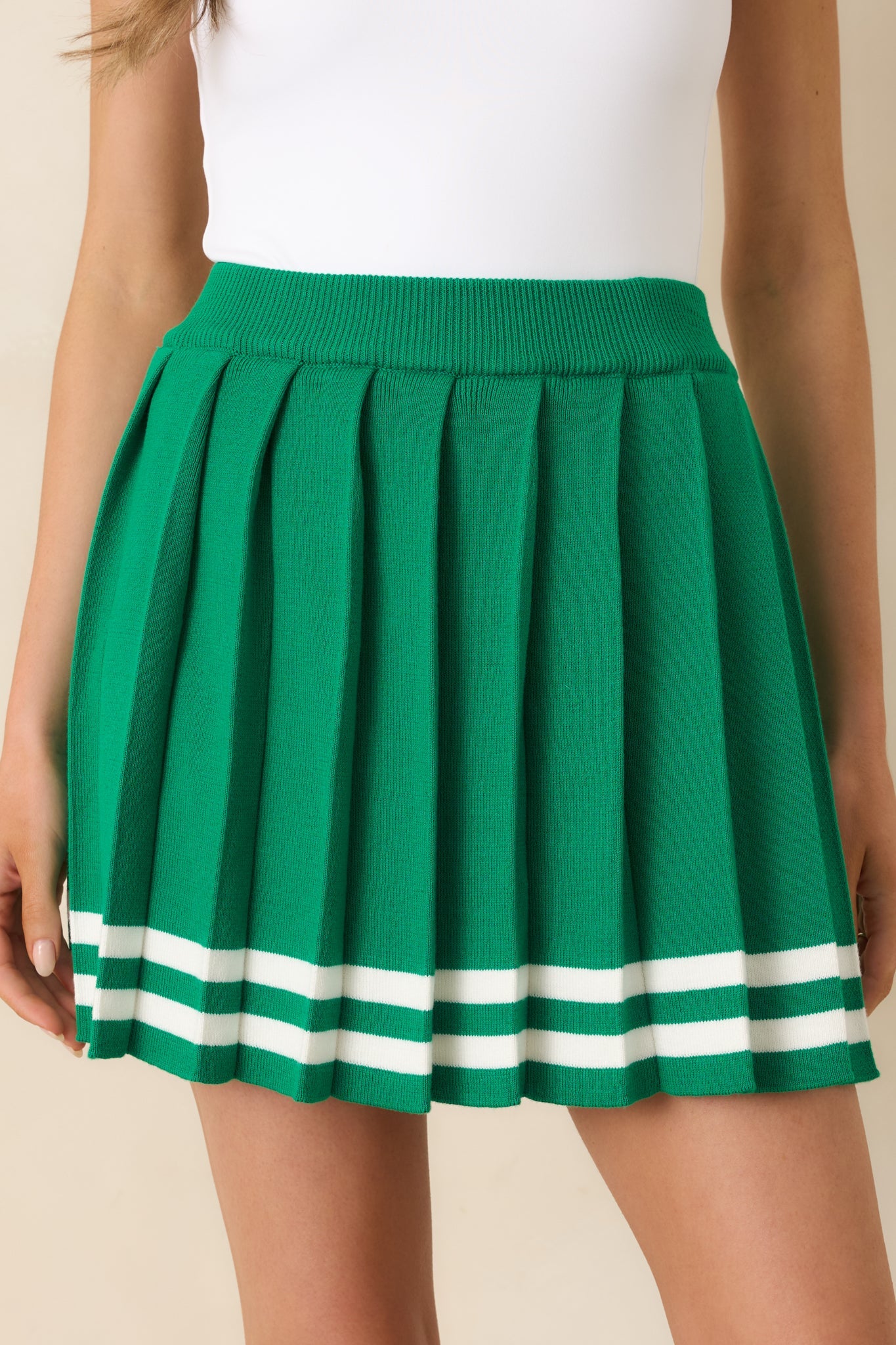 Ready For What's Next Green Pleated Mini Skirt