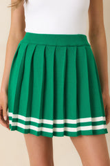 Ready For What's Next Green Pleated Mini Skirt