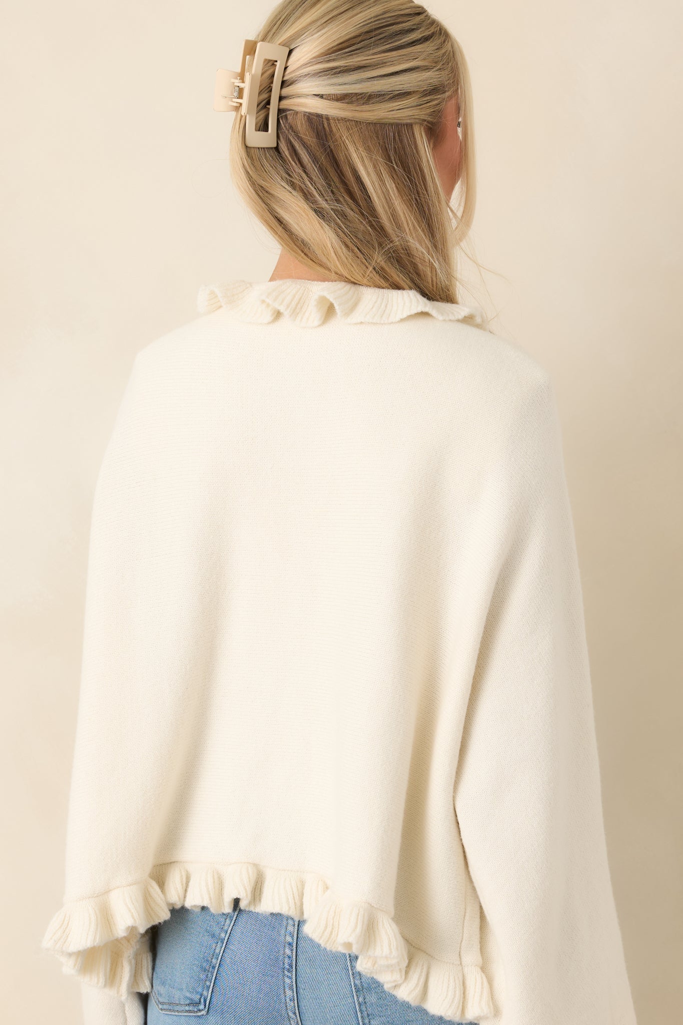 Prosperina Sabrina Ivory Ruffle Cardigan