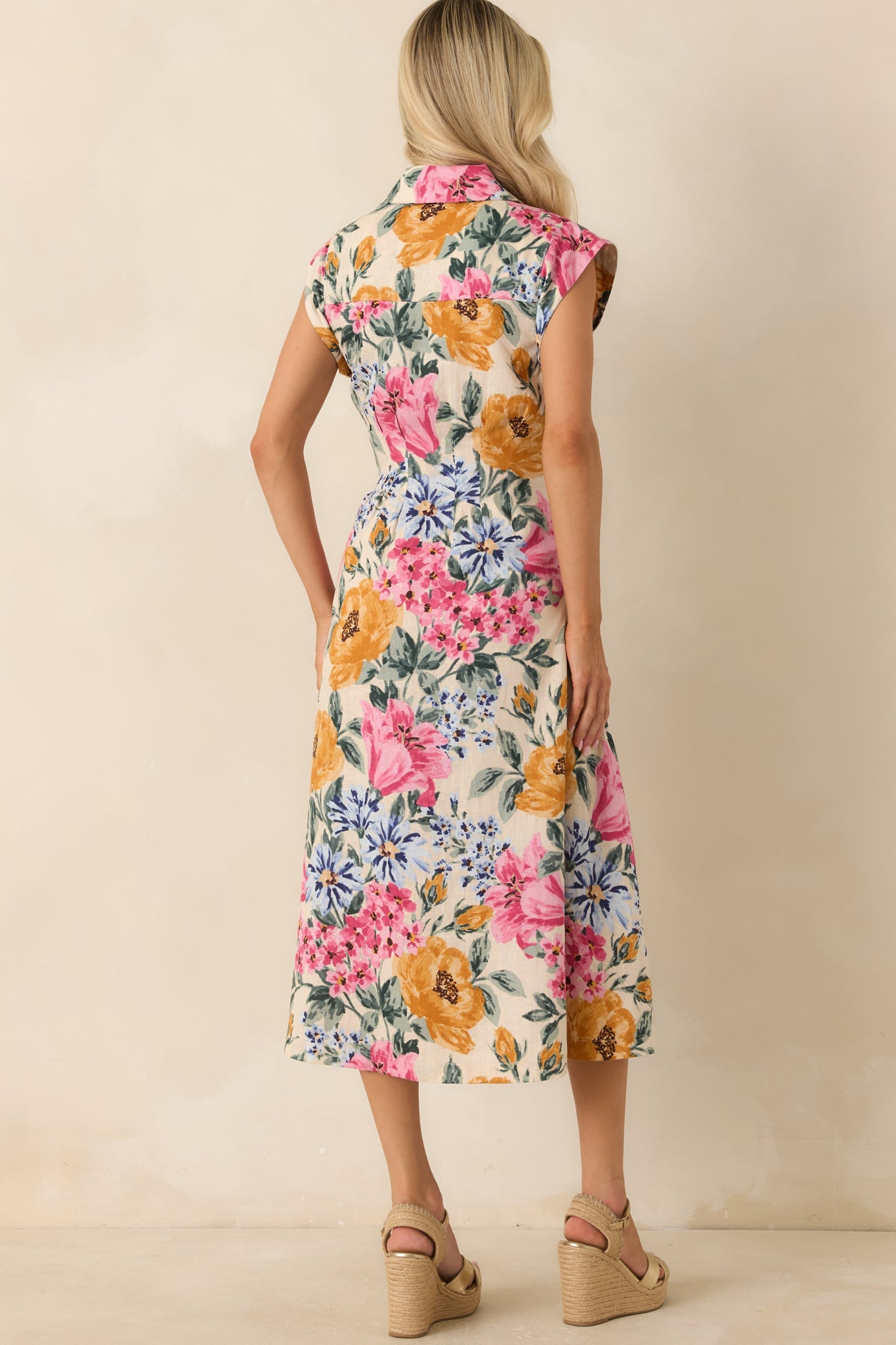 Sweet Garden Melody Ivory Multi Floral Midi Dress