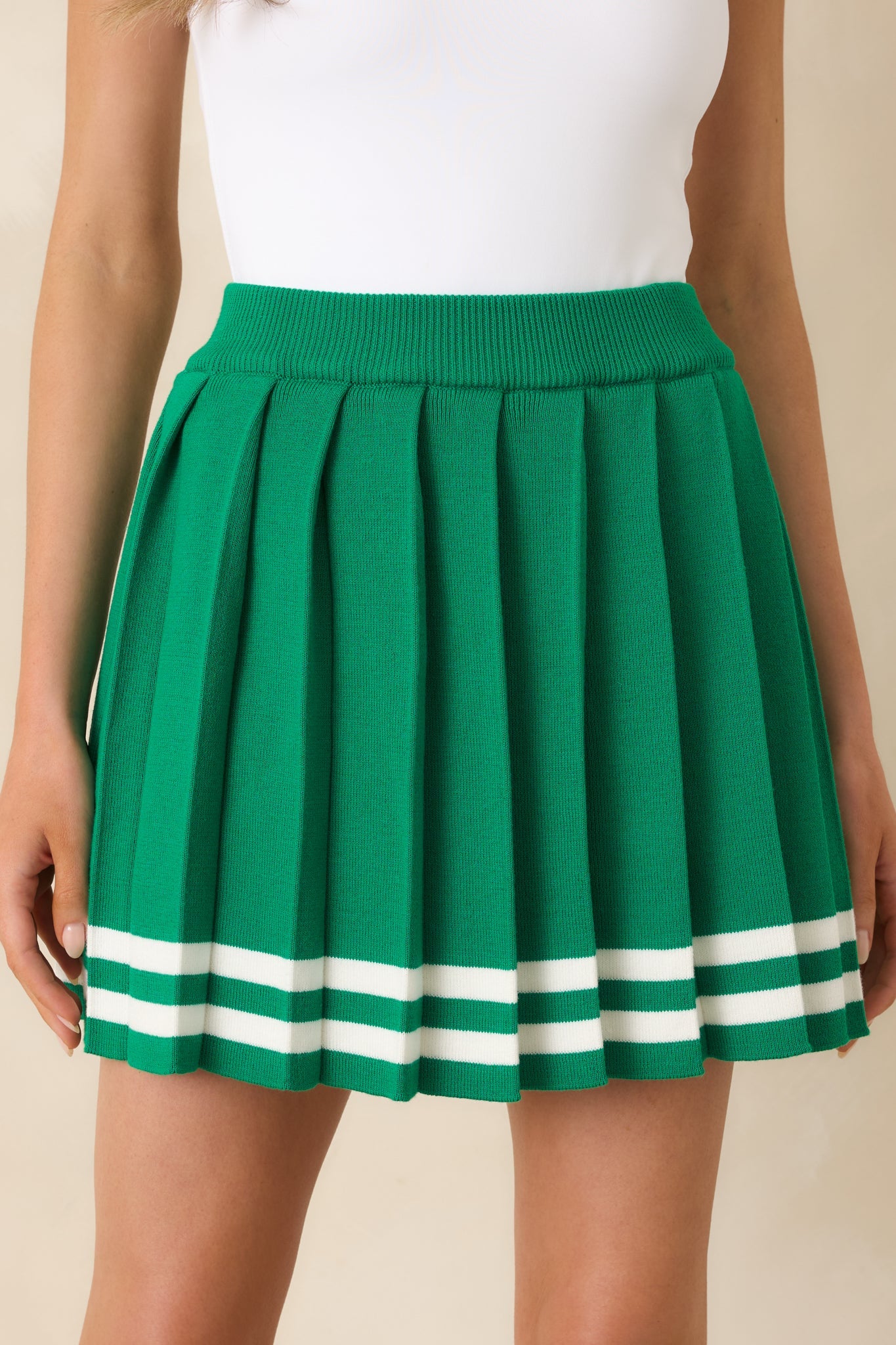 Ready For What's Next Green Pleated Mini Skirt