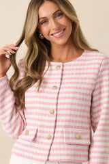 Gallery Opening Pink Stripe Tweed Jacket