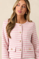 Gallery Opening Pink Stripe Tweed Jacket