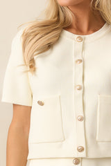 The Picture Of Perfection Ivory Short Sleeve Cardigan