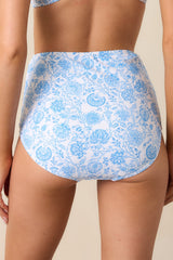 Sunny Skies Ahead Blue Floral High Rise Bikini Bottoms