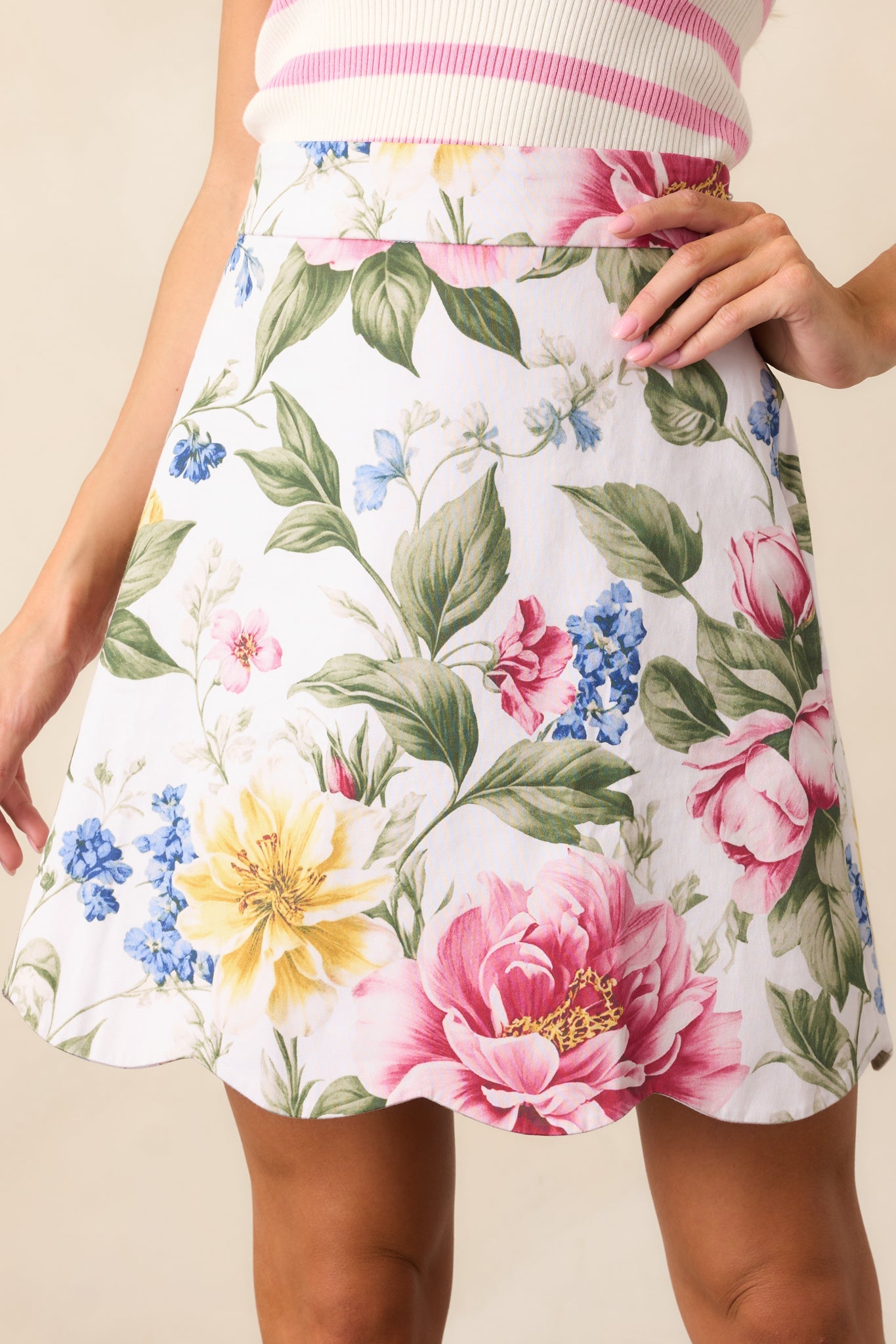 Margot Dream Garden Floral Cotton Scallop Skirt