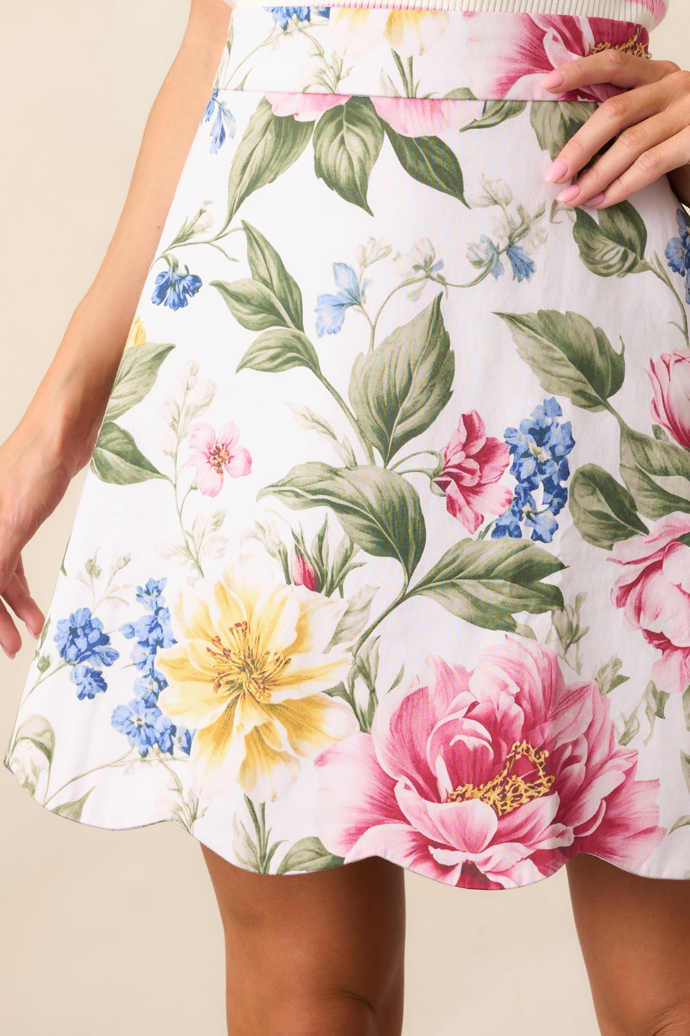 Margot Dream Garden Floral Cotton Scallop Skirt