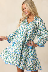 In Good Hands Blue Floral Cotton Mini Dress