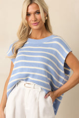 Daring Diva Light Blue Stripe Oversized Sweater Vest