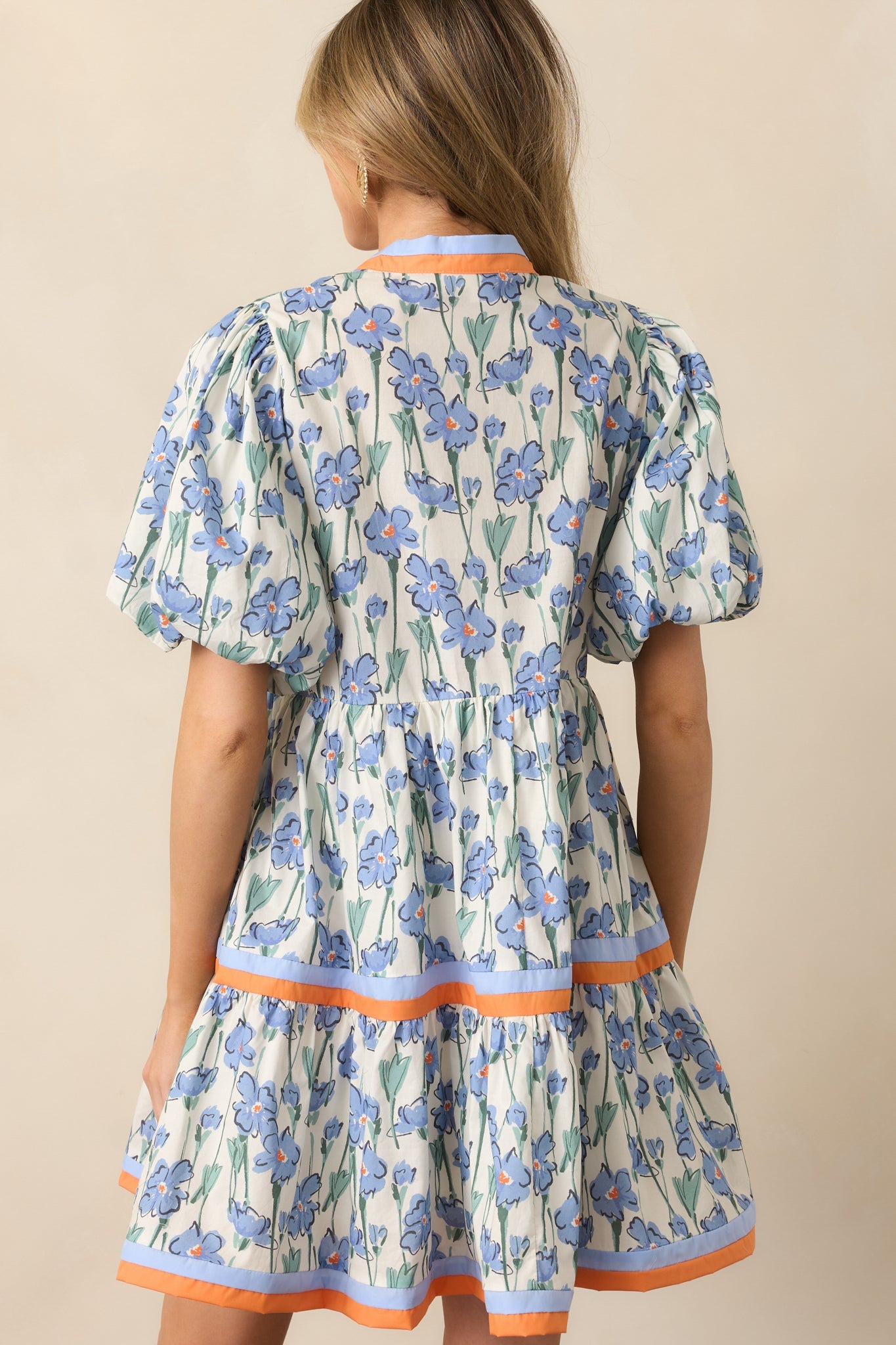 Lunch With The Girls Blue Floral Cotton Mini Dress