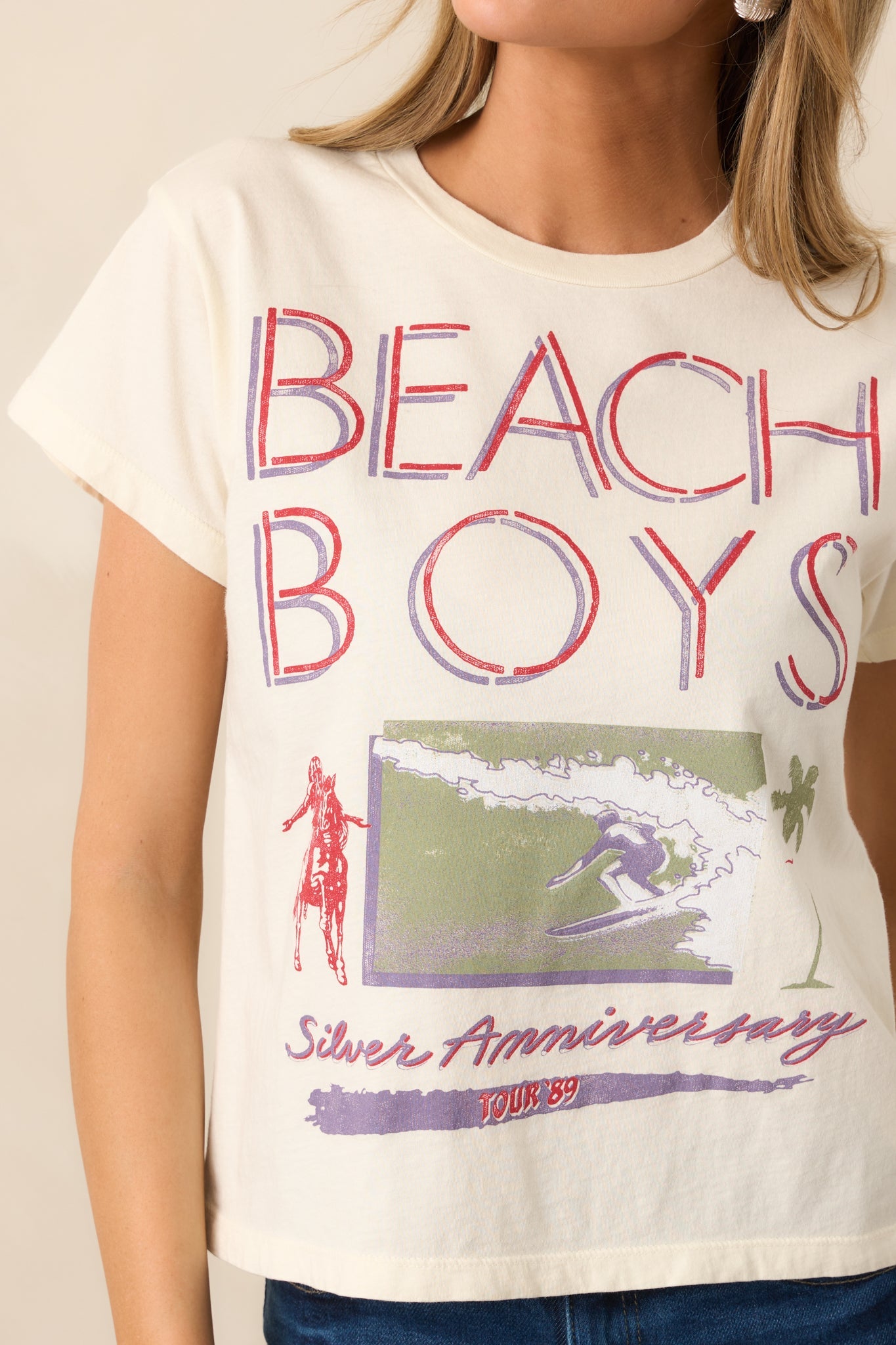 The Beach Boys Vintage Ivory Silver Anniversary Solo Tee
