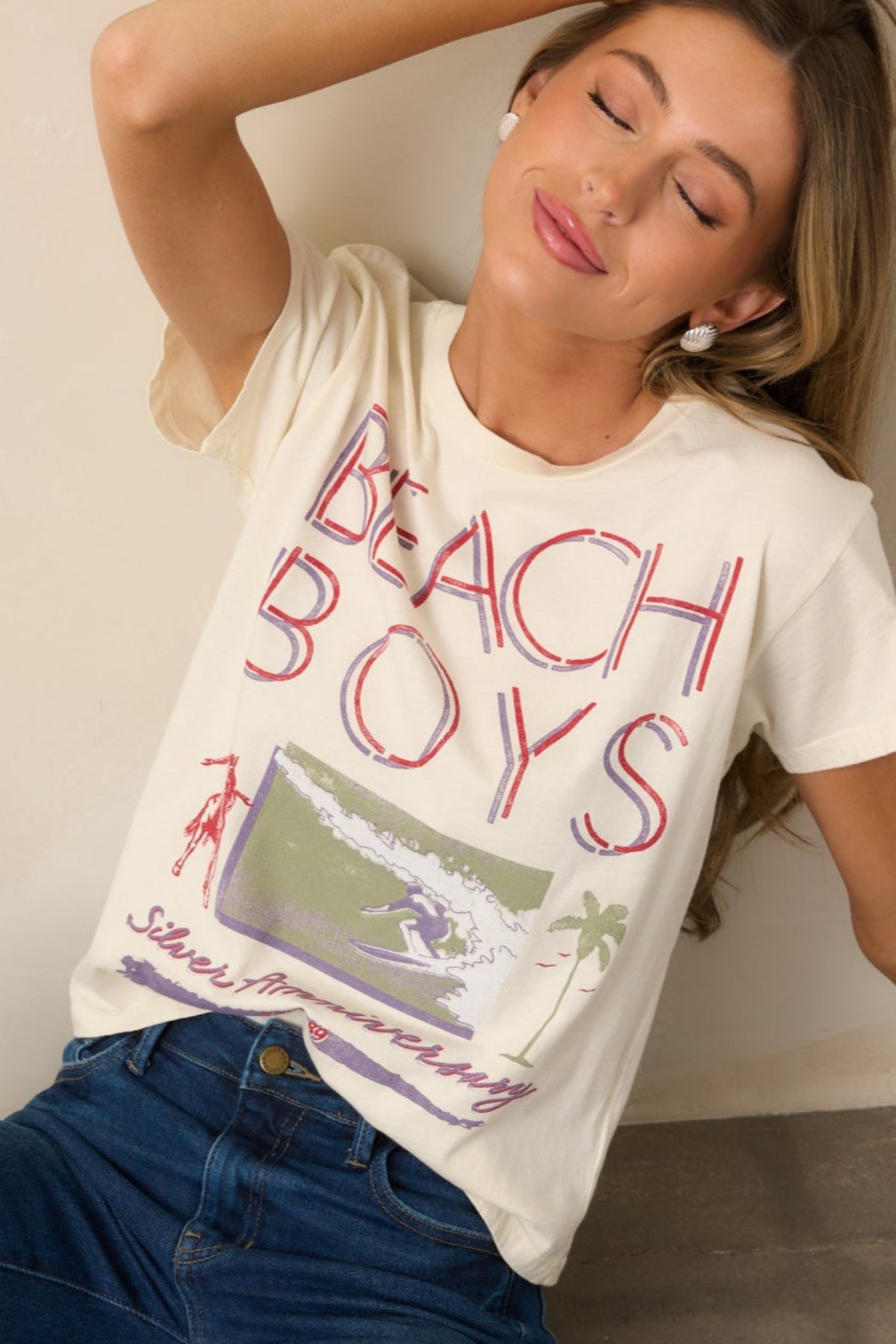 The Beach Boys Vintage Ivory Silver Anniversary Solo Tee