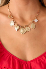 Dazzling Lights Gold & Ivory Pearl Charm Necklace