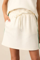 Golf Cart Riding Ivory Stripe Mini Skirt