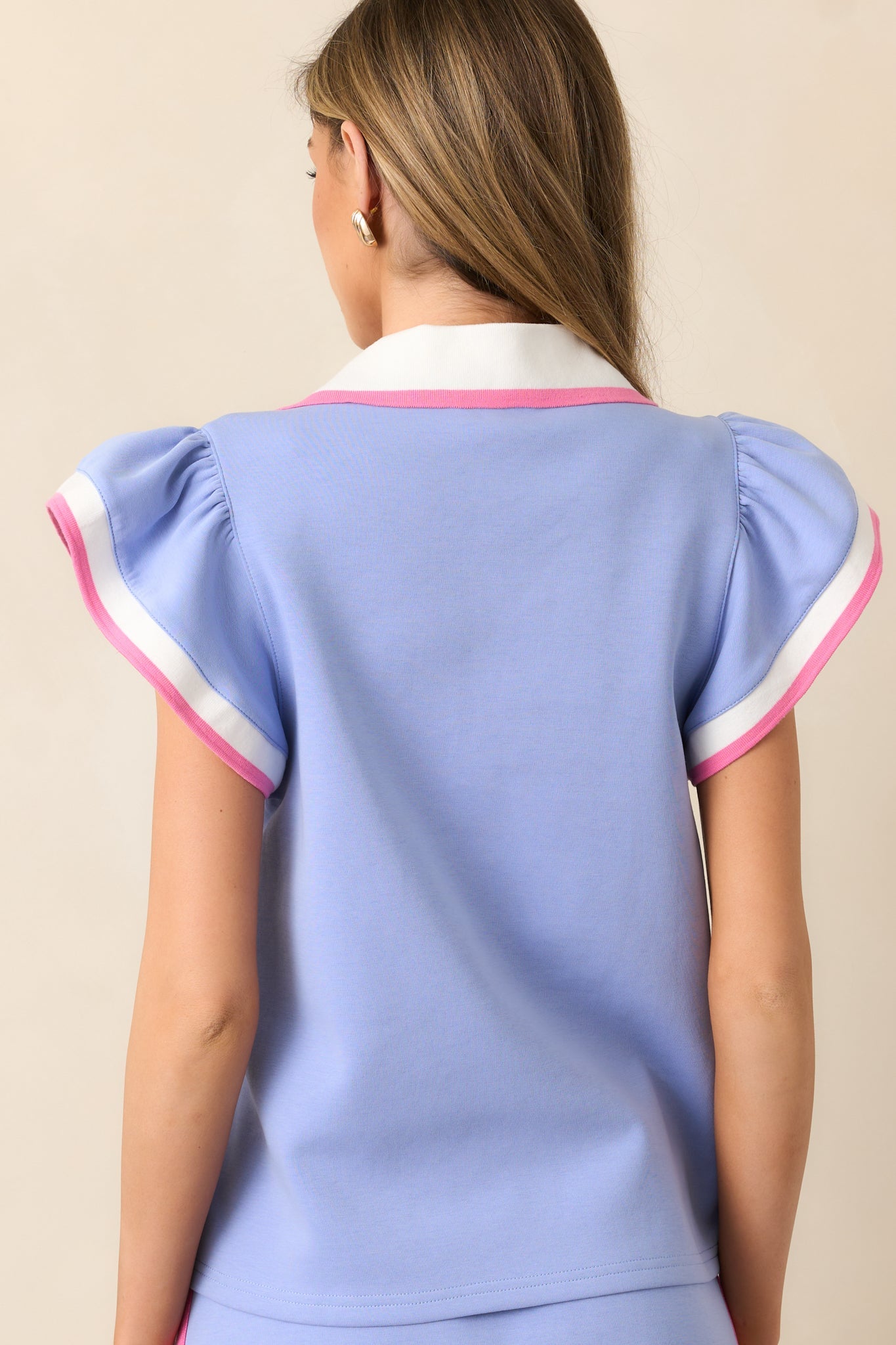 Sporty Sunday Periwinkle Flutter Sleeve Top