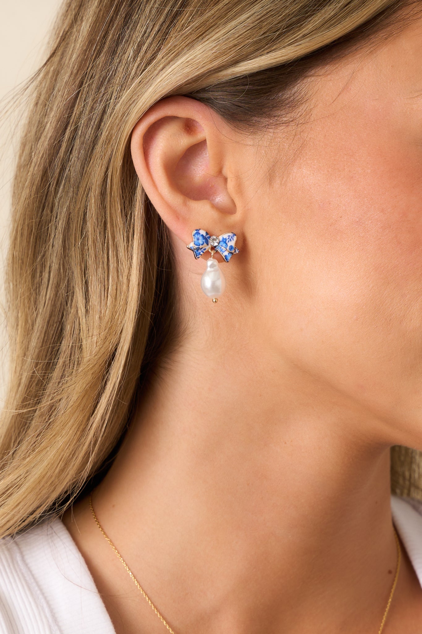 Whispering Dreams Blue and Ivory Pearl Earrings