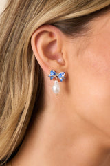 Whispering Dreams Blue and Ivory Pearl Earrings
