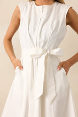 Lily Petal White Denim Zip Up Maxi Dress