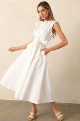 Lily Petal White Denim Zip Up Maxi Dress