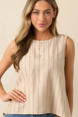 Moments Like This Beige Stripe Sleeveless Top