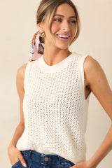 Better Than Ever Ivory Knit Sleeveless Top