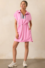 Serving Aces Pink Drawstring Waist Mini Dress