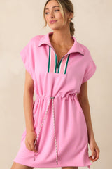 Serving Aces Pink Drawstring Waist Mini Dress