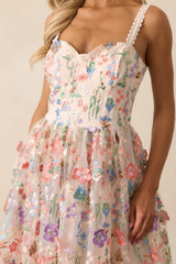 Social Season Rose Pink Floral Embroidered Maxi Dress