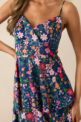 Petal Parade Navy Floral Tiered Maxi Dress