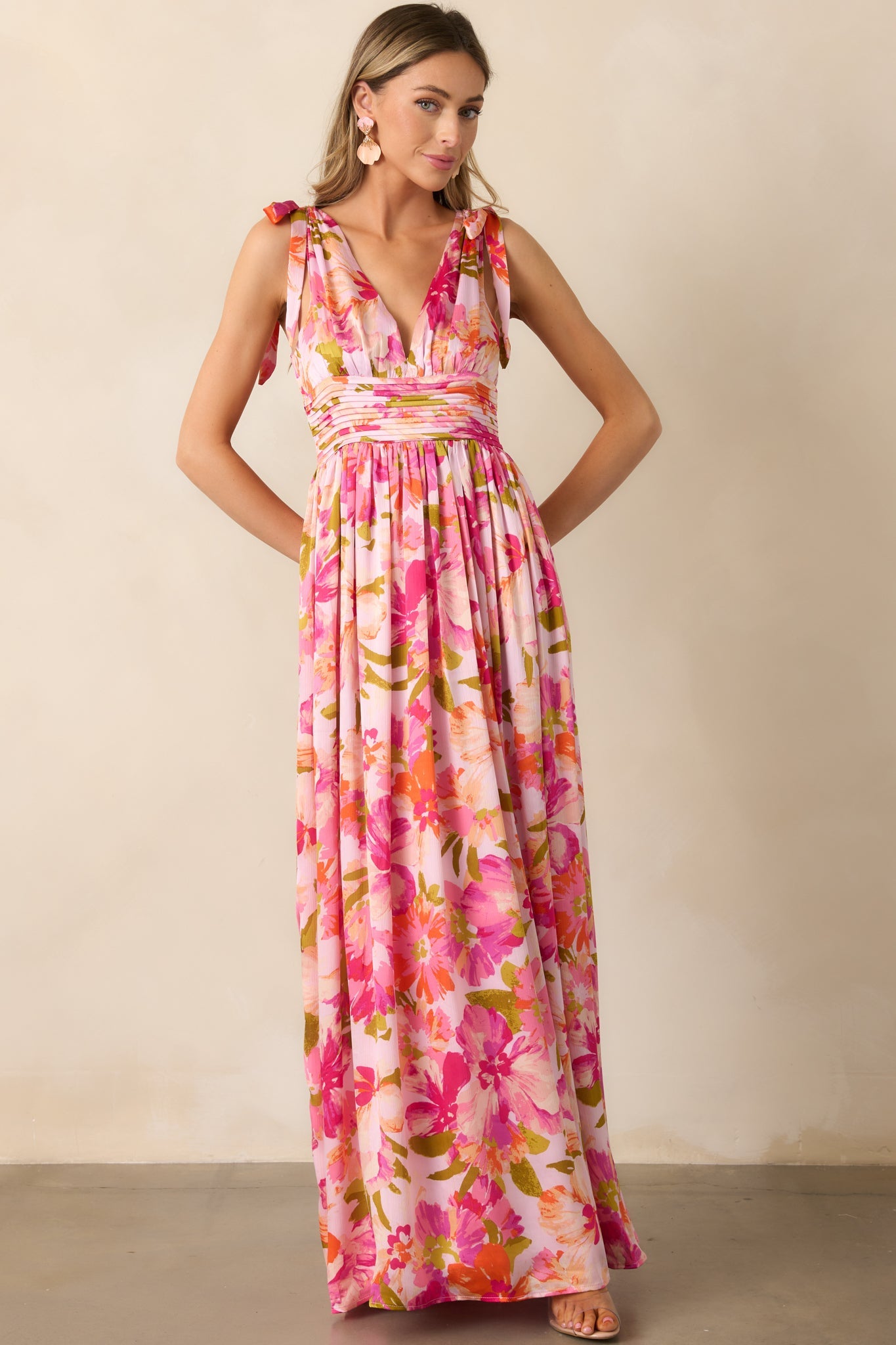 Somewhere Beautiful Pink Multi Floral Maxi Dress