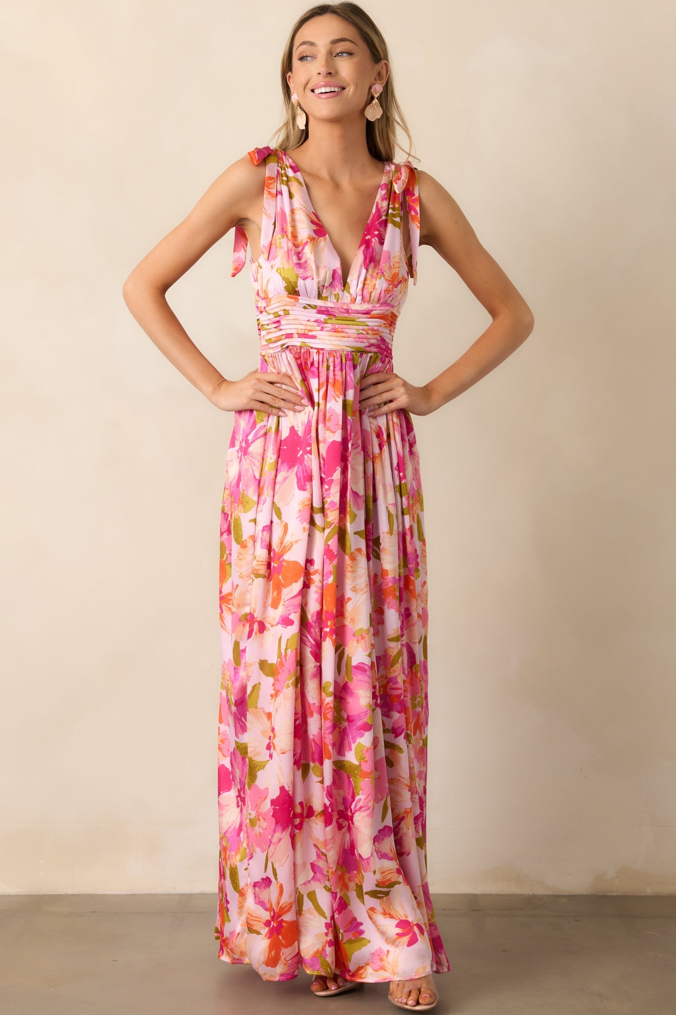 Somewhere Beautiful Pink Multi Floral Maxi Dress