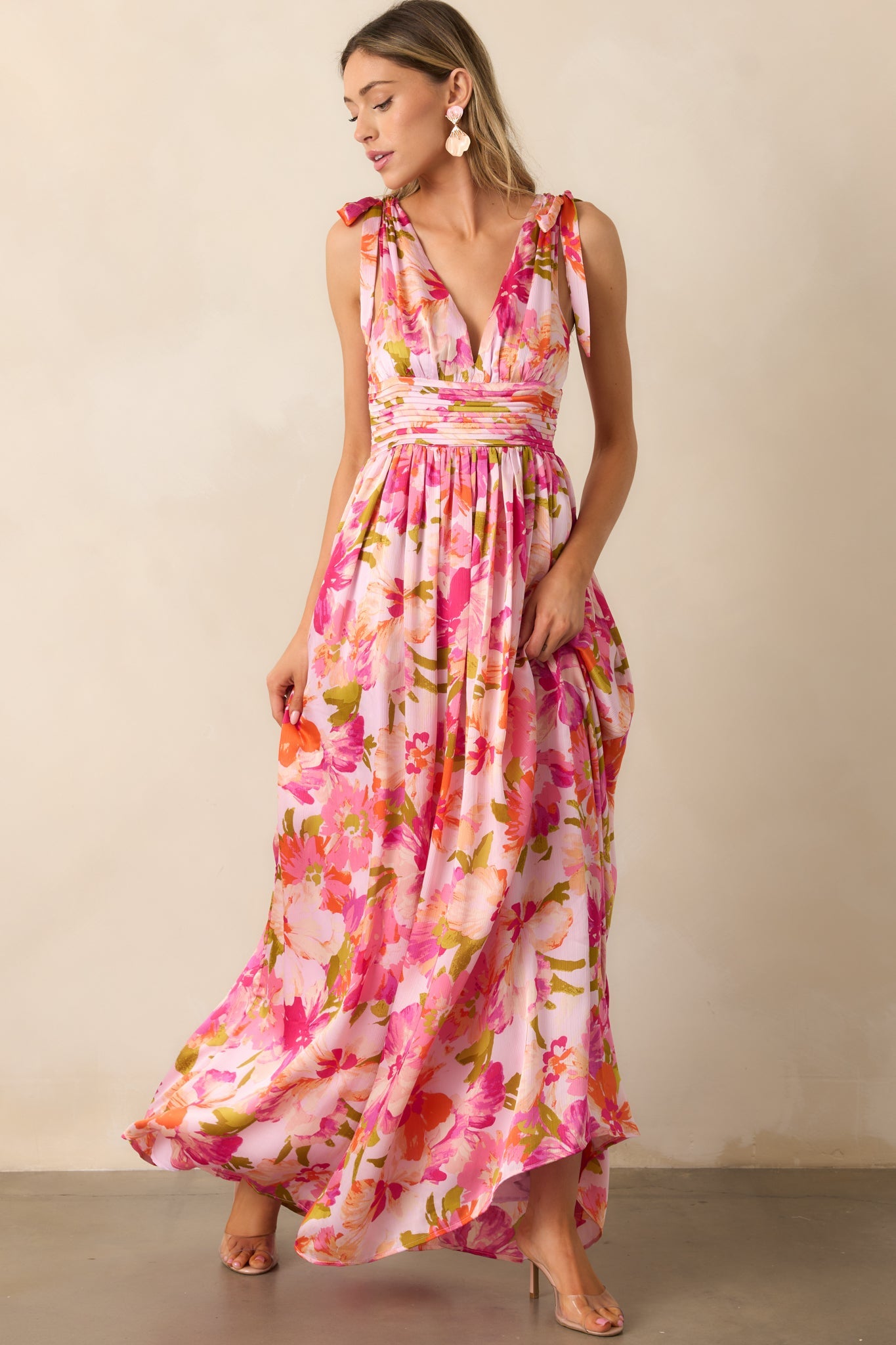 Somewhere Beautiful Pink Multi Floral Maxi Dress