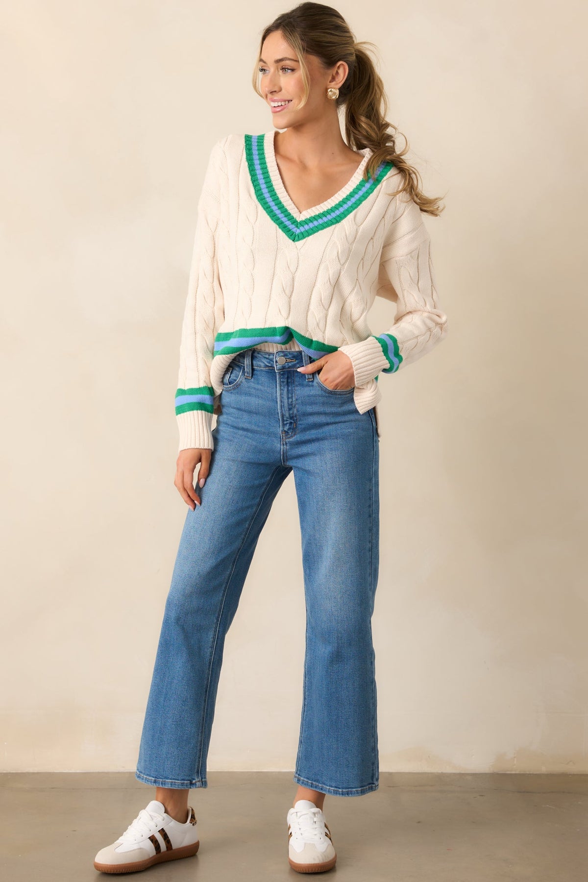 On My Own Time Oversized Ivory Cable Knit Sweater