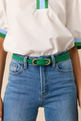Keep It Together Kelly Green Faux Leather Anchor Belt