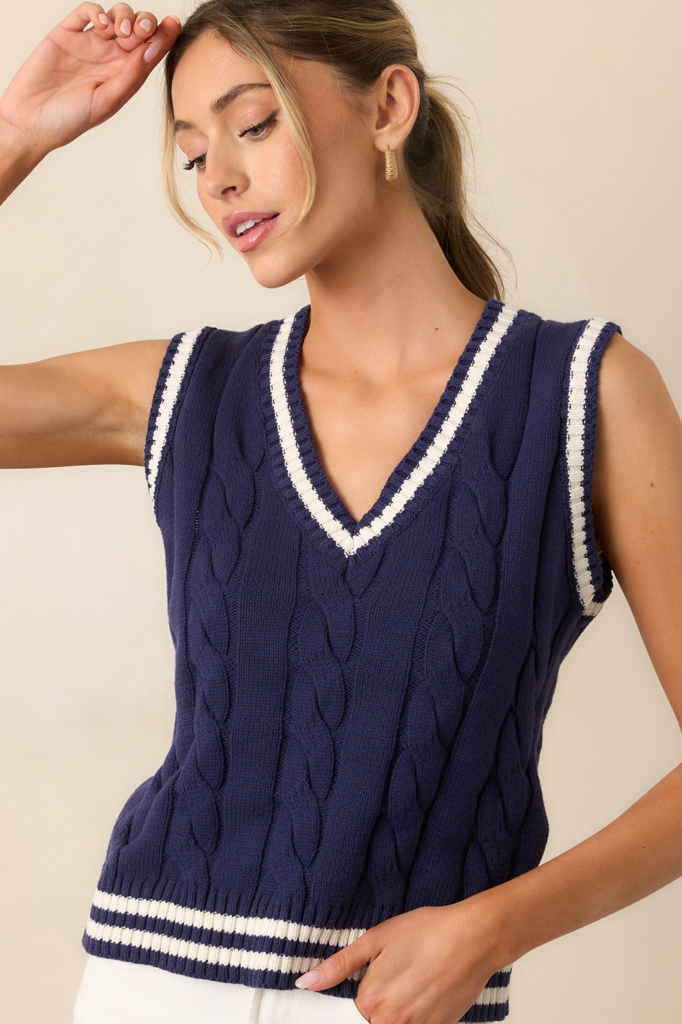 Let's Go For A Walk Navy Knit Sweater Vest