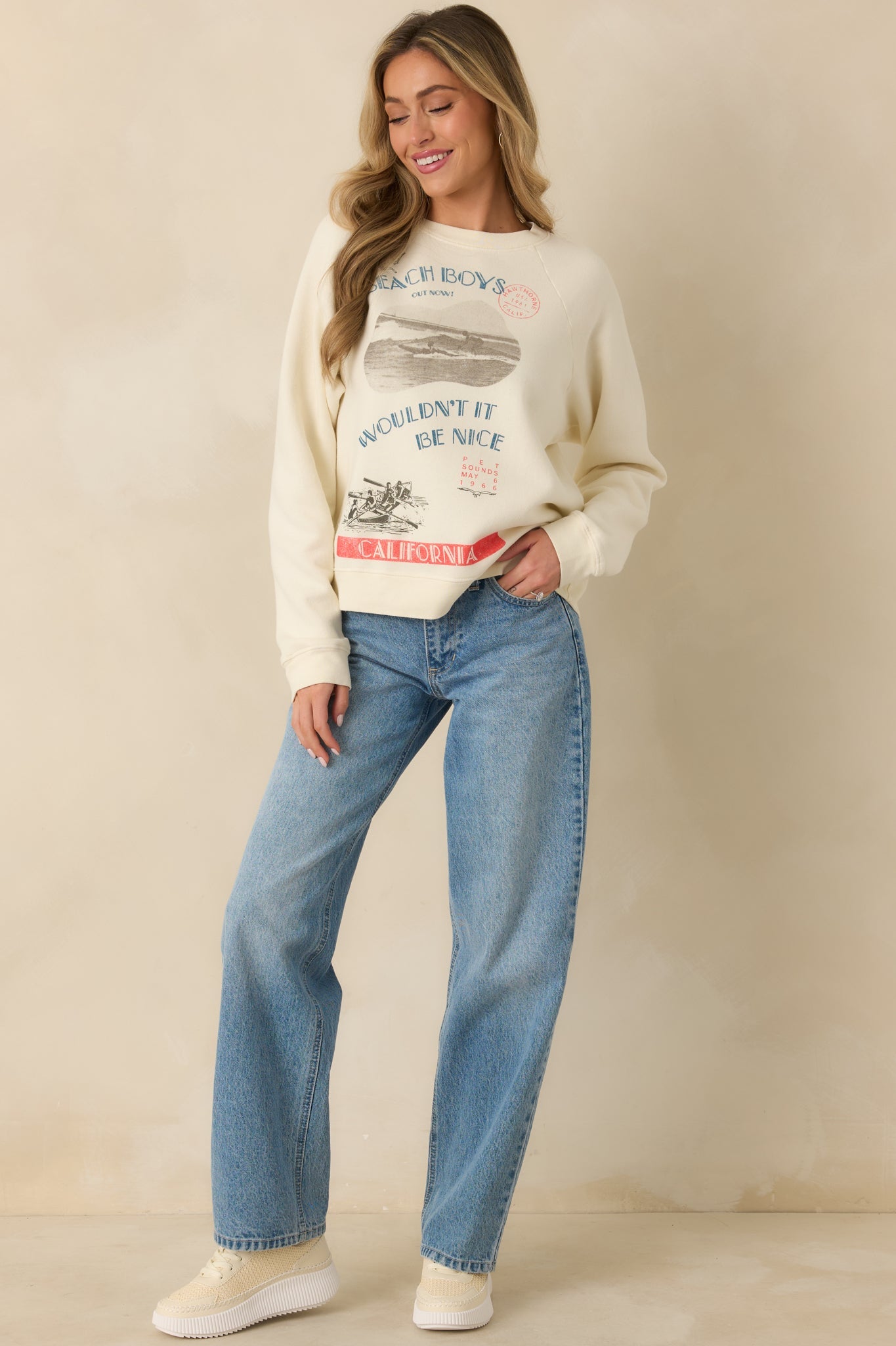 The Beach Boys Wouldn't It Be Nice Ivory Vintage Raglan Sweatshirt
