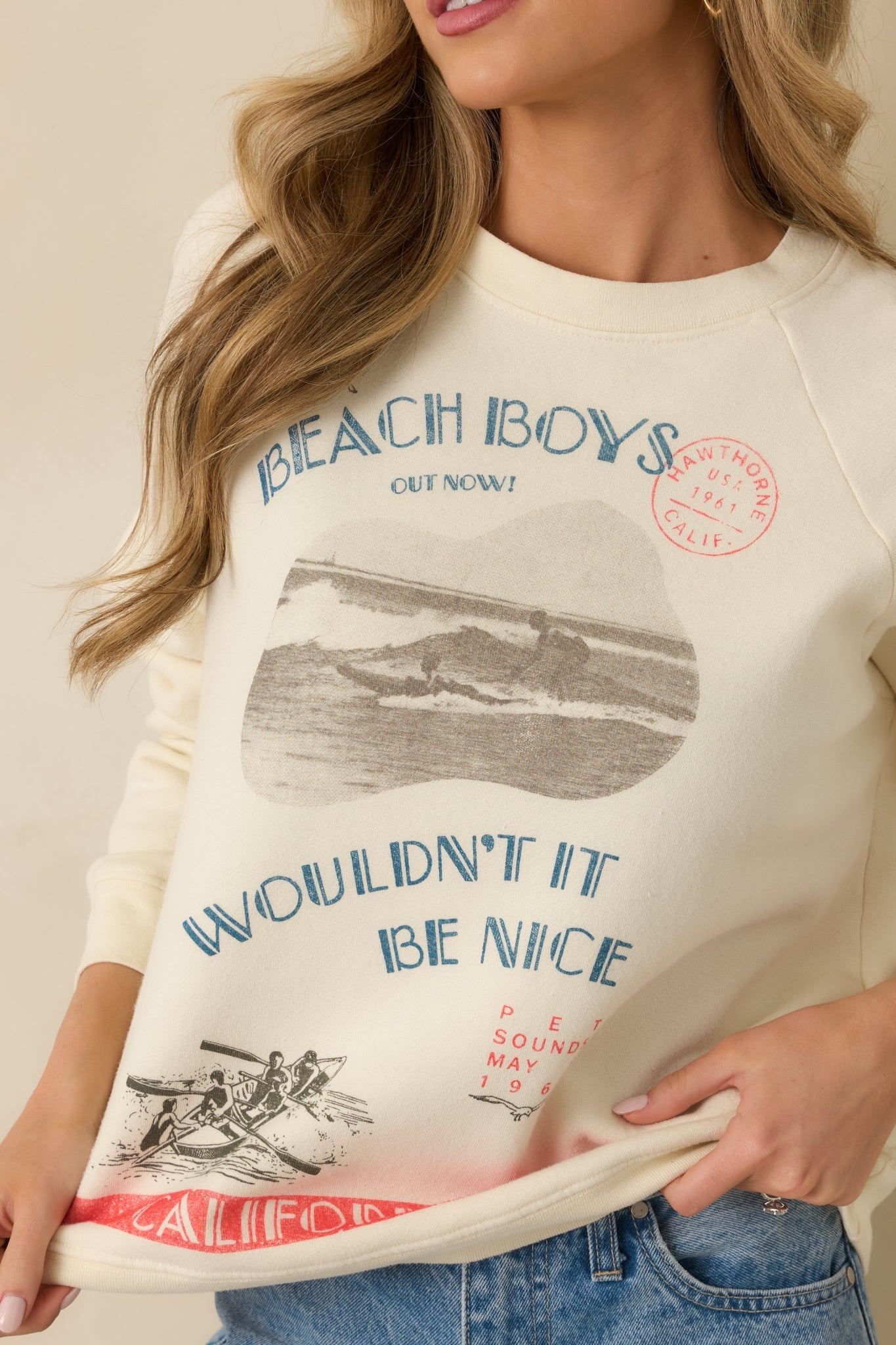The Beach Boys Wouldn't It Be Nice Ivory Vintage Raglan Sweatshirt