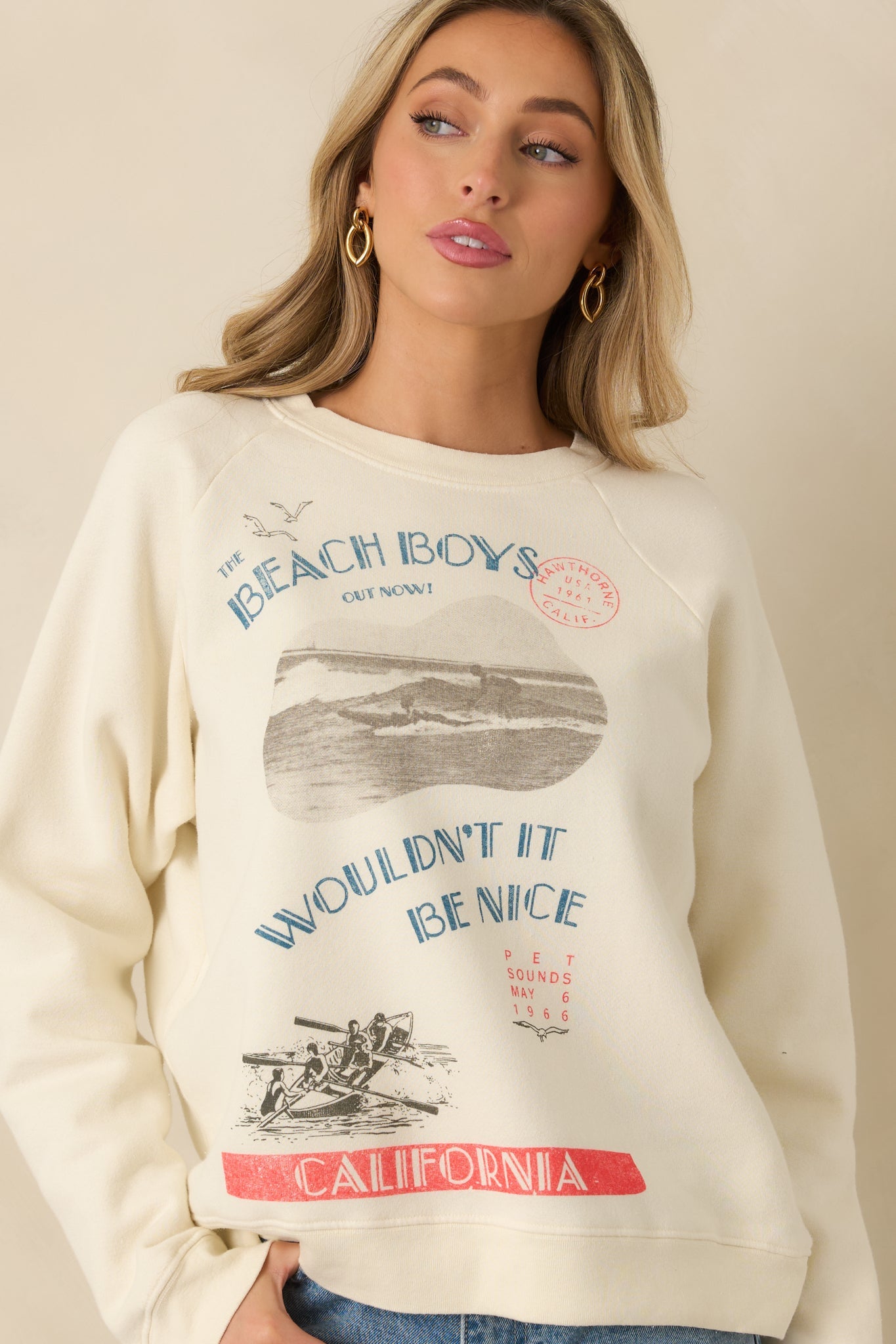 The Beach Boys Wouldn't It Be Nice Ivory Vintage Raglan Sweatshirt