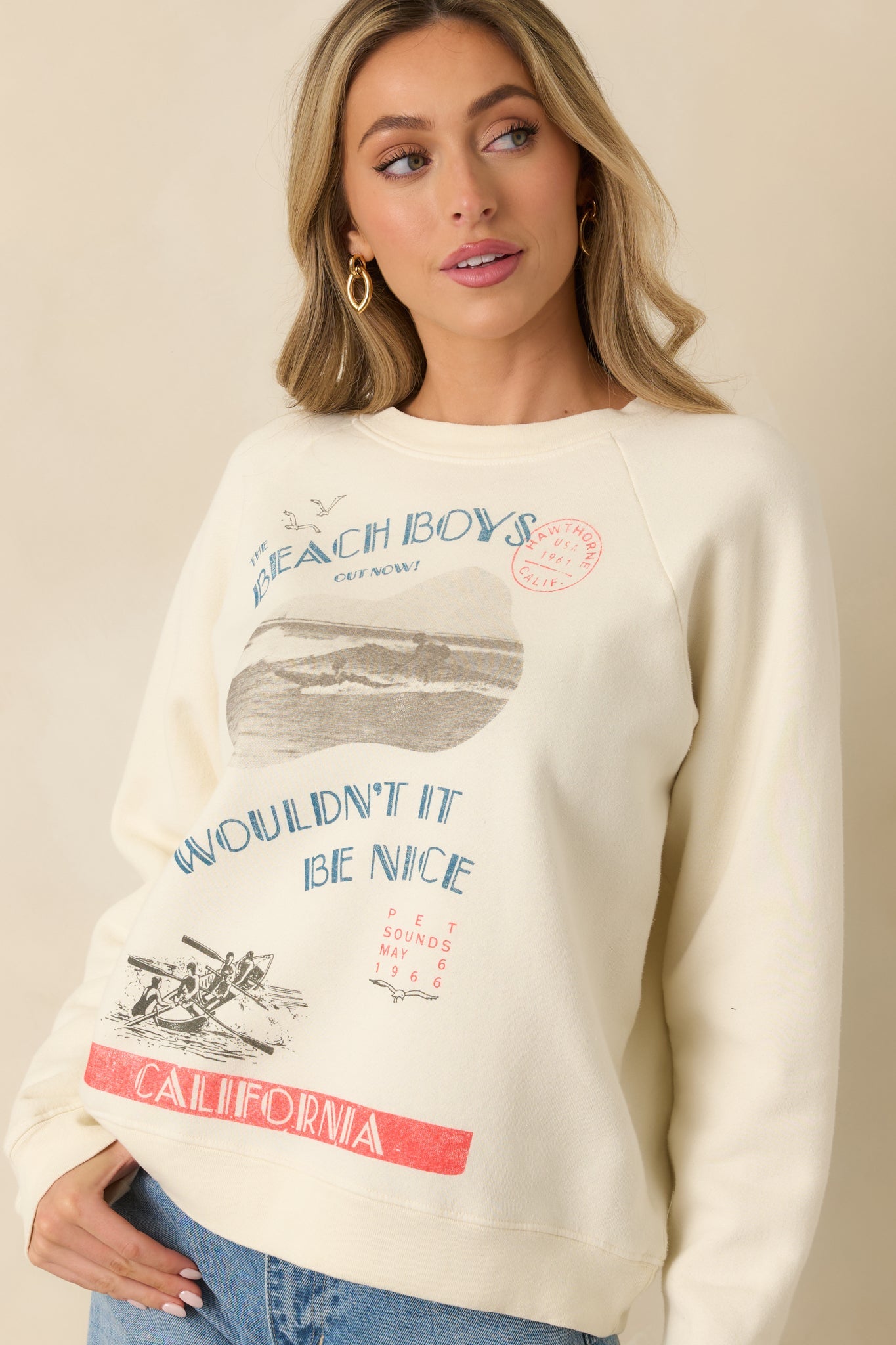 The Beach Boys Wouldn't It Be Nice Ivory Vintage Raglan Sweatshirt