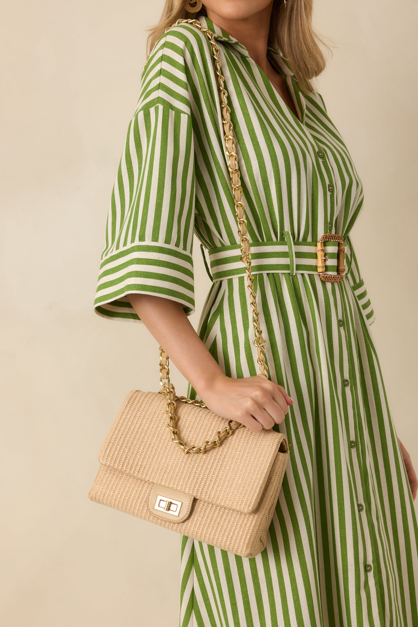 Isn't That Something Tan Woven Chain Handbag