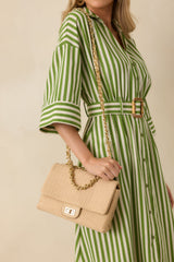 Isn't That Something Tan Woven Chain Handbag