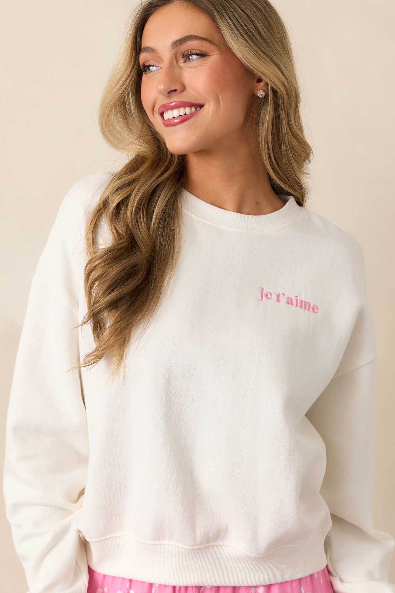 Z Supply Je T'aime Ivory Vanilla Ice Sweatshirt