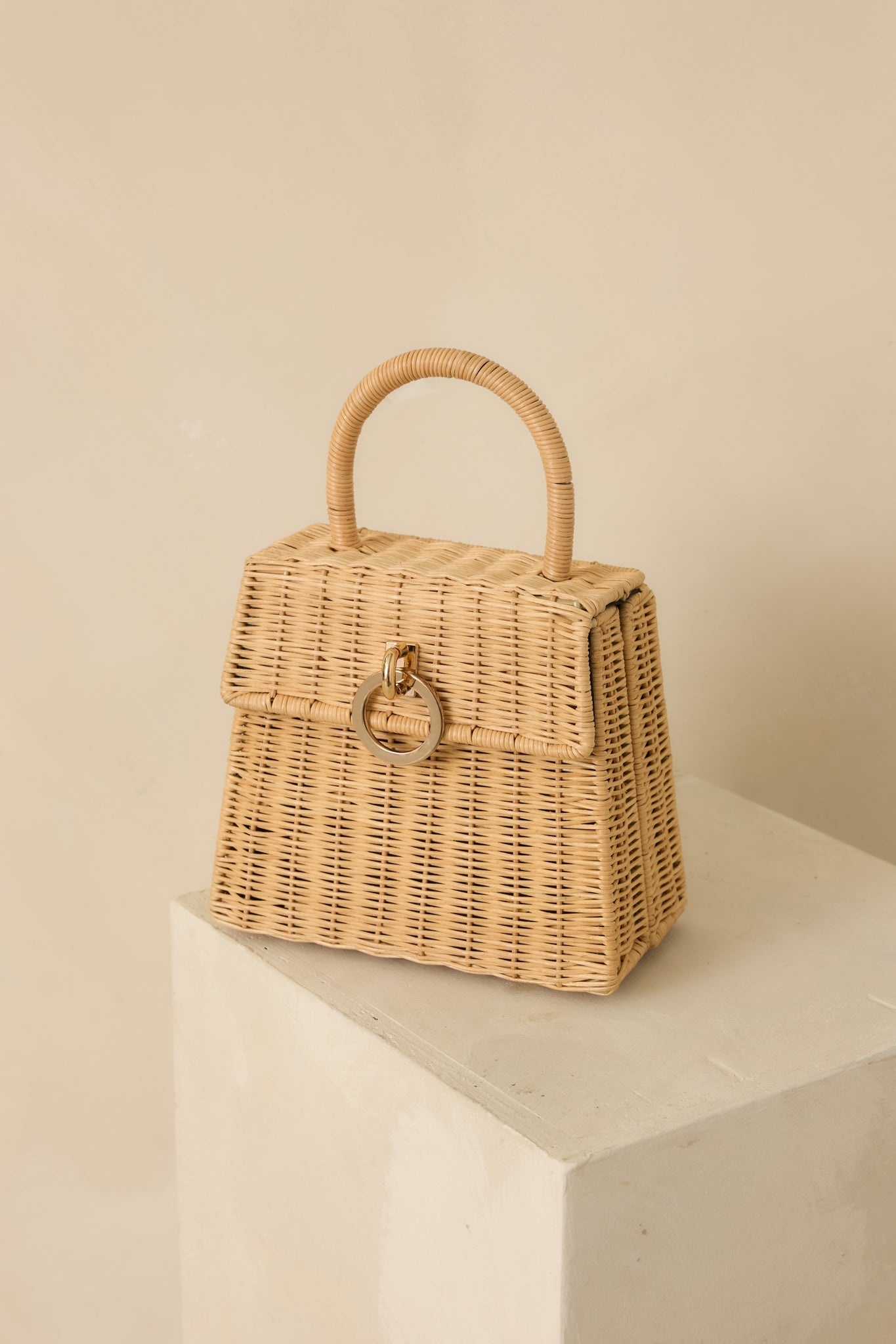 Open Invitation Natural Structured Woven Top Handle Bag